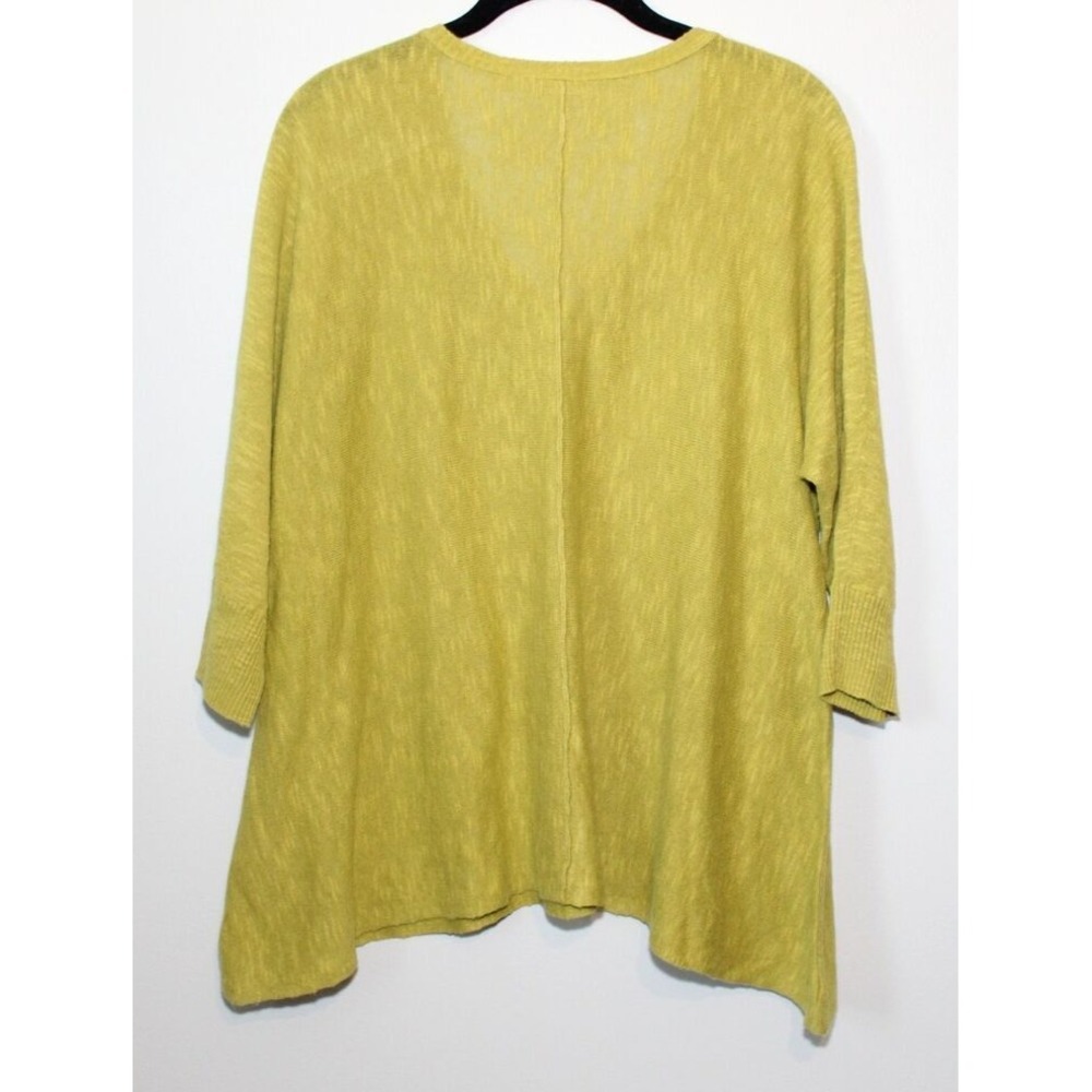 Eileen Fisher Organic Linen Cotton V-neck 3/4 Sleeve Top Green Small Lightweight - Picture 12 of 16